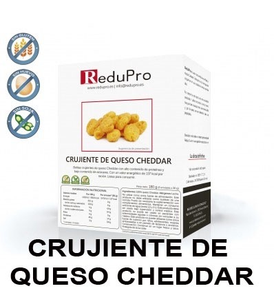 ReduPro Crujiente de Queso Cheddar, caja con 6 unidades.