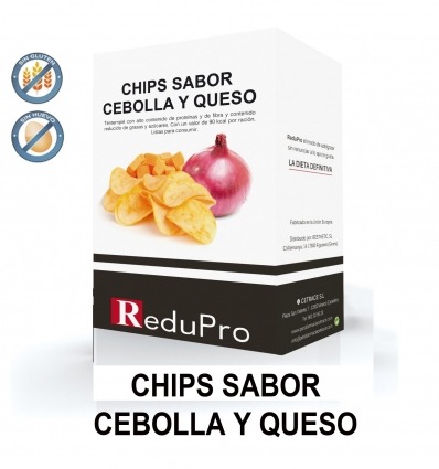 ReduPro Patatas CHIPS sabor CEBOLLA-QUESO caja con 4 bolsas 30 grs