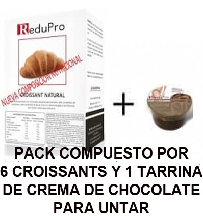 ReduPro Croissant natural con crema de chocolate para untar, caja con 6 unidades