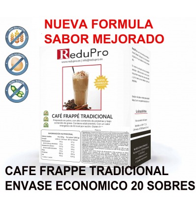 ReduPro Bebida de Café Frappe envase economico caja de 20 sobres