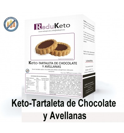 ReduKeto Keto-Tartaleta de Chocolate y Avellanas. 2 envases 1 ración, caja con 10 envases