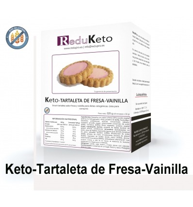ReduKeto Keto-Tartaleta de Fresa y Vainilla, 2 envases 1 ración, caja con 10 envases