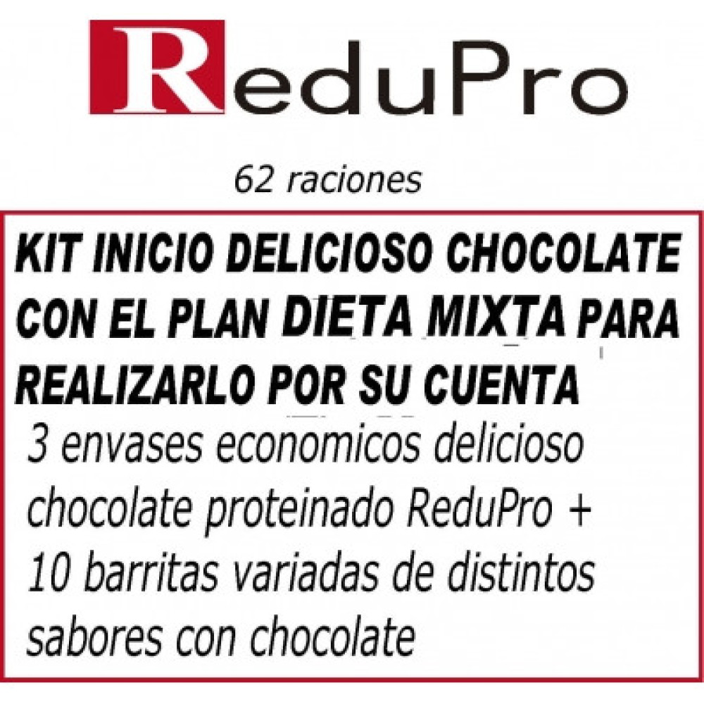 .ReduPro kit inicio con el Plan DIETA MIXTA delicioso Chocolate 62 raciones