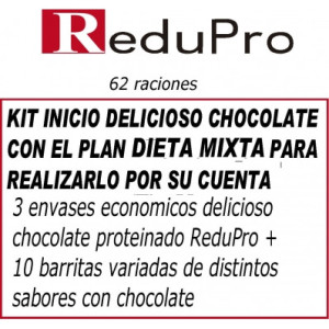 .ReduPro kit inicio con el Plan DIETA MIXTA delicioso Chocolate 62 raciones