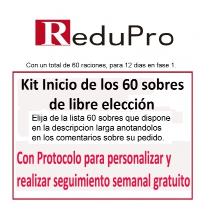 Kit inicio ReduPro para personalizar y realizar seguimiento semanal, 60 sobres de libre eleccion.