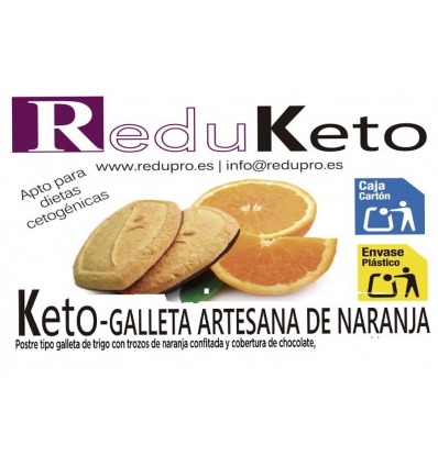 ReduKeto Keto-galleta artesana de naranja, caja con 8 unidades