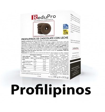 ReduPro Profilipinos caja con 4 blister/raciones, cada racion/blister tiene 5 rosquillas