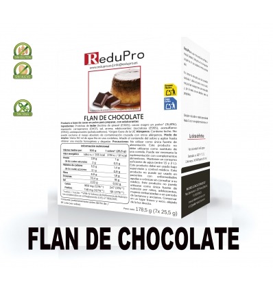 ReduPro FLAN de CHOCOLATE, caja 7 sobres. Tambien Cremoso Mousse o Bebida NUEVA FORMULA