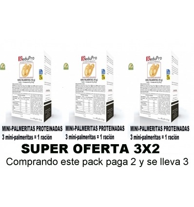 ReduPro Mini-Palmeritas proteinadas, caja con 3 raciones, OFERTA 2X1 segunda unidad gratis