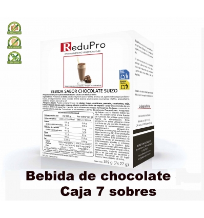ReduPro Bebida de Chocolate Suizo, caja 7 sobres 