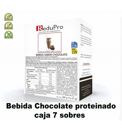 ReduPro Bebida de Chocolate proteinado, caja 7 sobres