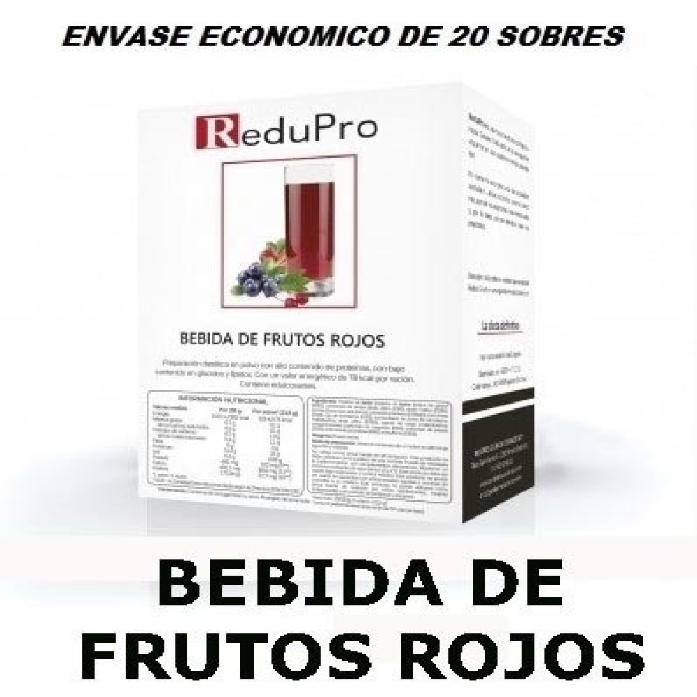 ReduPro Bebida de Frutos Rojos ENVASE ECONOMICO caja con 20 sobres unidosis