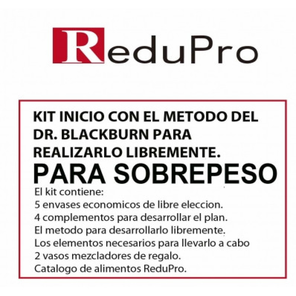 Kit Inicio con el Plan metodo del Dr. Blackburn 5 envases economicos de libre eleccion + complementos