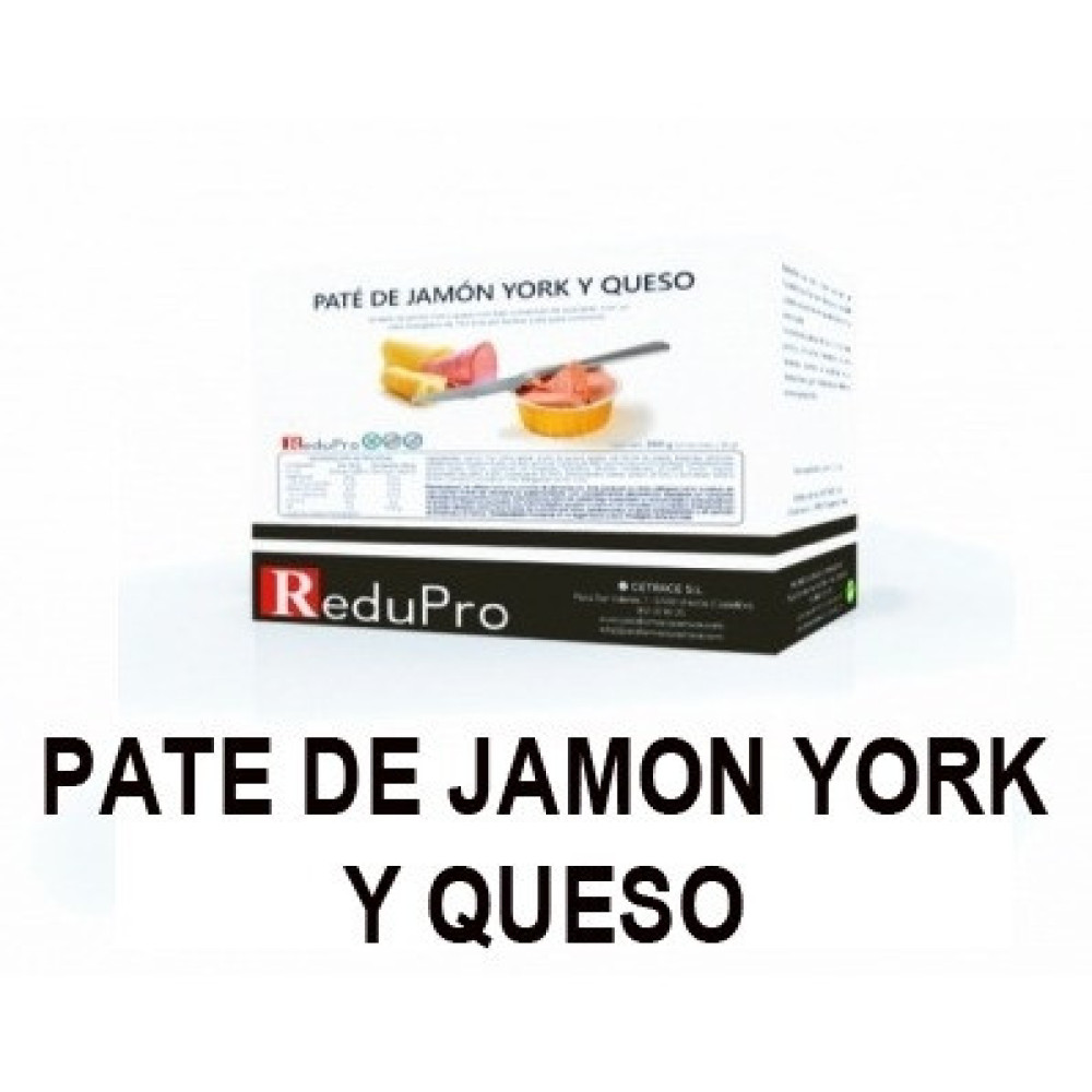 ReduPro Tarrinas de Pate untable de Jamón York y Queso. Caja de 14 tarrinas unidosis