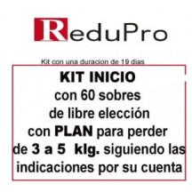 ReduPro Kit inicio con Plan de 3 a 5 kilos con 60 sobres de libre elección.