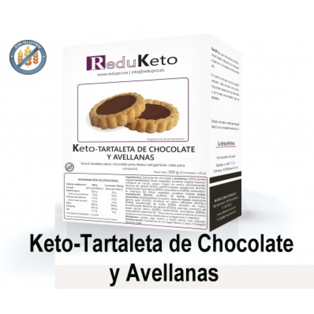 ReduKeto Keto-Tartaleta de Chocolate y Avellanas. 2 envases 1 ración