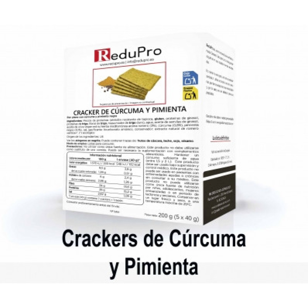 ReduPro Crackers proteinados de Cúrcuma y Pimienta caja 5 raciones
