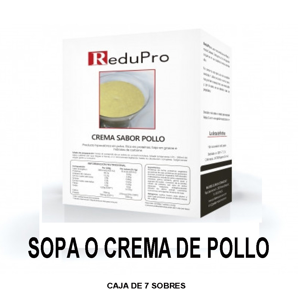 ReduPro SOPA o Crema de Pollo, caja 7 sobres