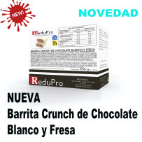 ReduPro NUEVA Barrita crunch de chocolate blanco y fresa, Caja de 7 barritas