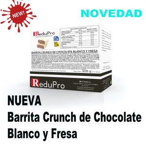 ReduPro NUEVA Barrita crunch de chocolate blanco y fresa, Caja de 7 barritas